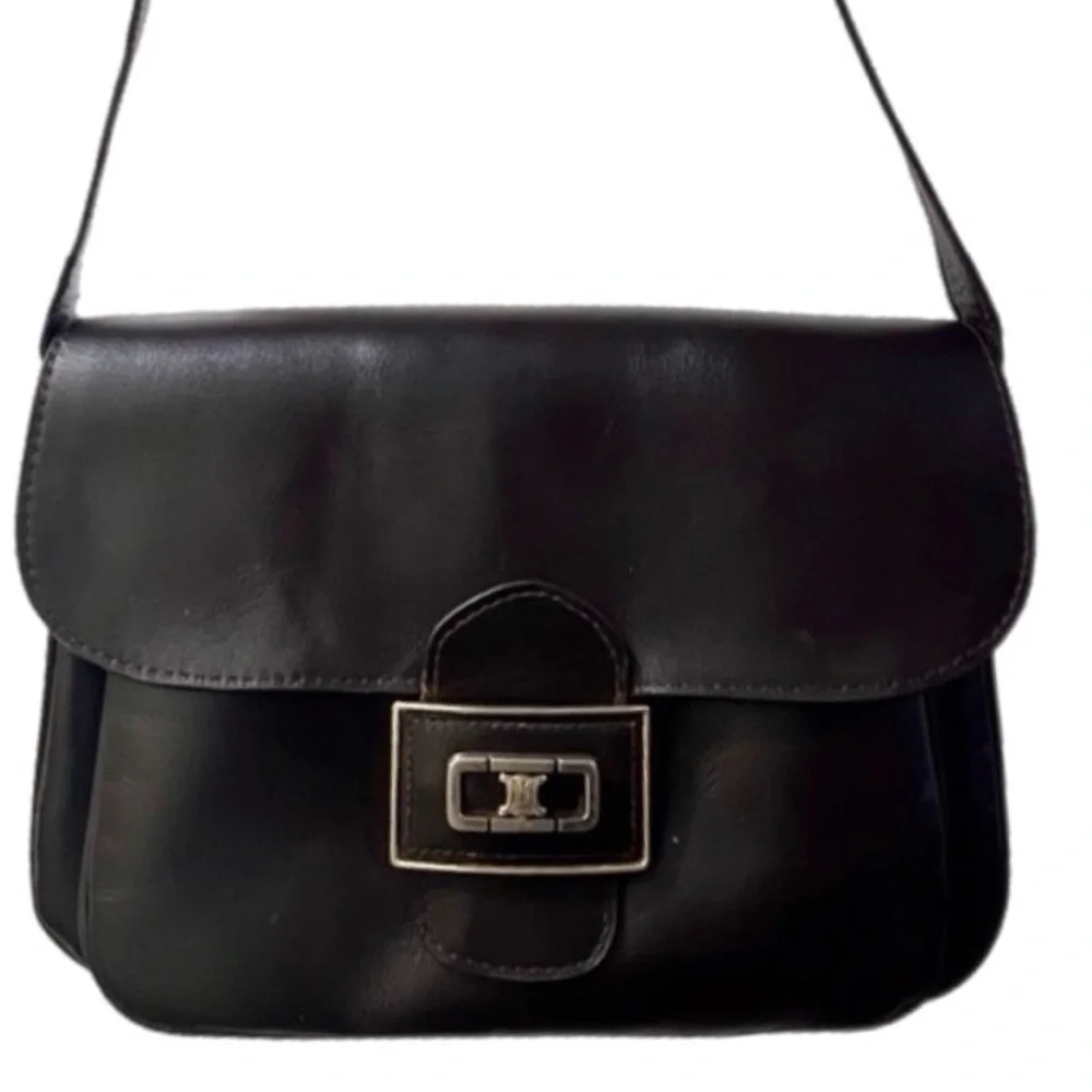 CELINE Signature Line Elegant Dark Brown Leather Shoulder Bag - Picture 3 of 13